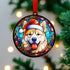Akita in Santa Hat Suncatcher Decoration